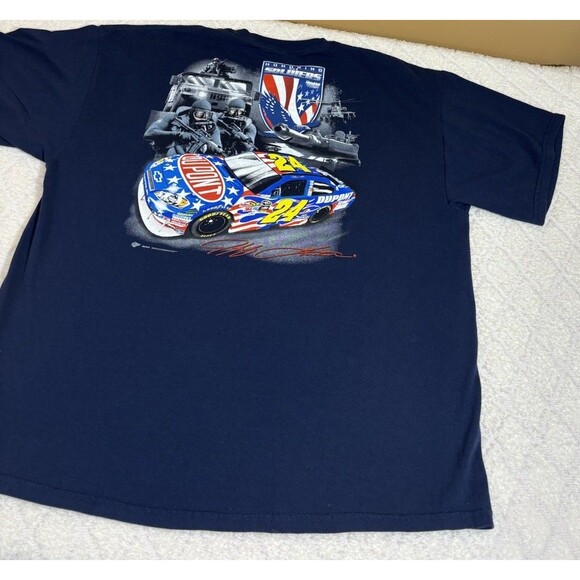 Jeff Gordon NASCAR Honoring Our Troops US Military 2 Sided Blue Tee Size 2XL - Picture 10 of 13